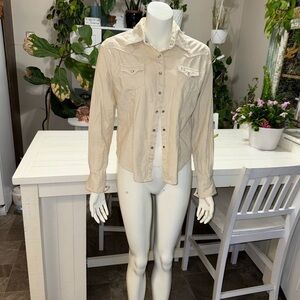 20 X ladies western Med corduroy Cream gold flex bling Button-Up Shirt 🕰️